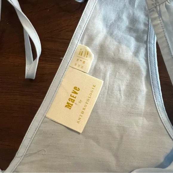 Anthropologie Maeve Tiered Midi Light Blue Cotton Dress with Pockets Size 6 - Picture 8 of 11